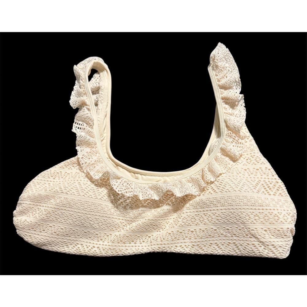 NWT Andie Swim Size Medium Hydra Too Gold Coast Cream Ruffle Textured‎ Lace